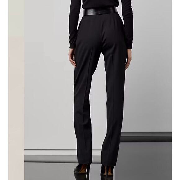 Ralph Lauren Purple Label Declynn Wool Crepe Pants Trousers 6 Black High Rise 6 - Picture 2 of 10